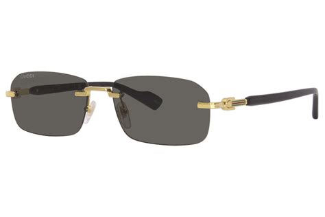 Gucci Square/Rectangle Sunglasses Black Gold Grey Luxury 